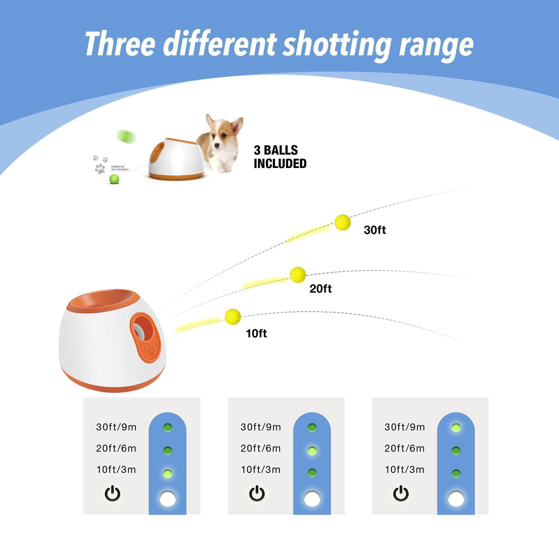 Automatic Dog Ball Launcher for Small Dogs – Dog Ball Thrower for Indoor Outdoor with PET Intelligence Ball Dispenser Dog Toy The Third Gear Adjustable Tennis Pitching Machine Jes Mart