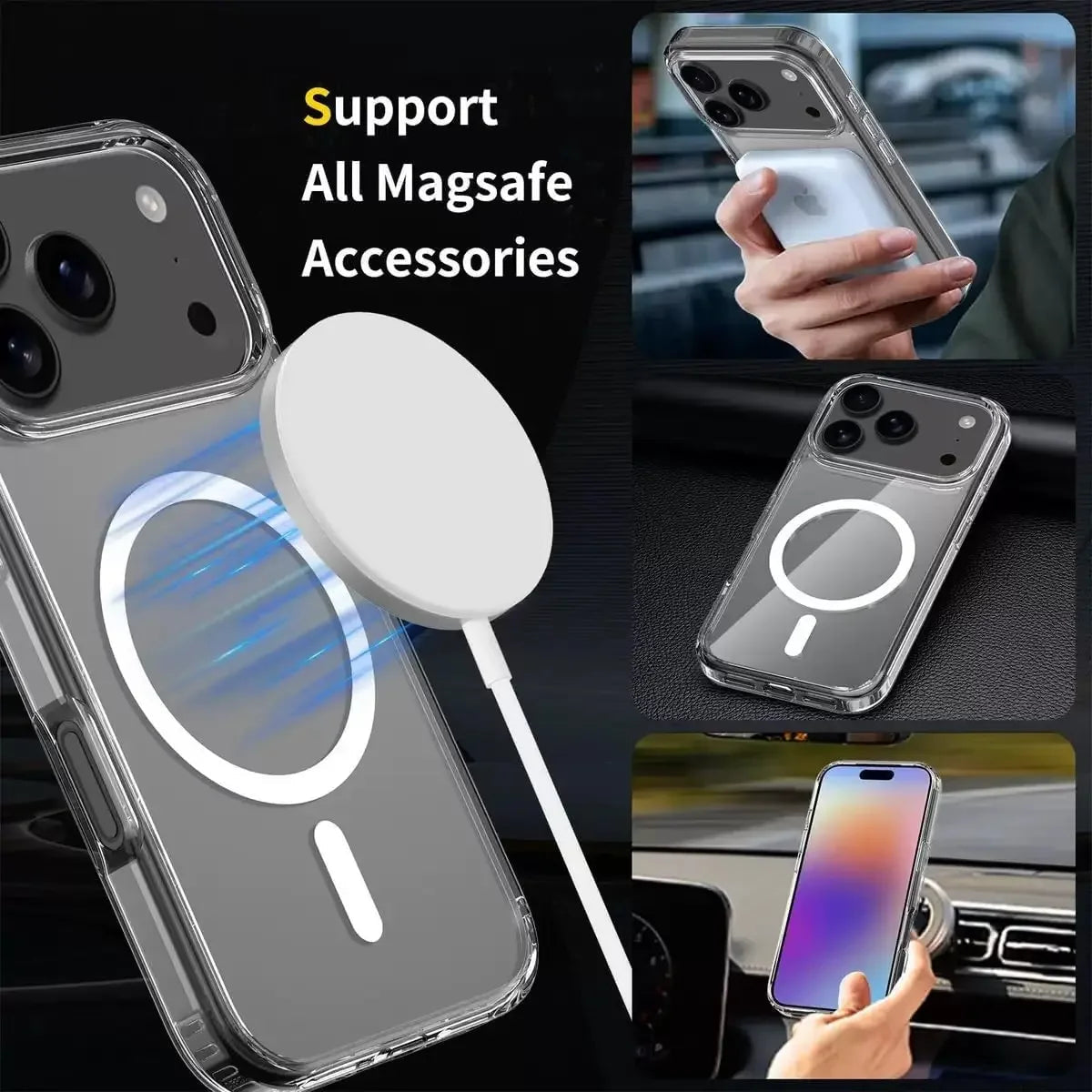 IPhone 17 For Magsafe Wireless Charge Magnetic Case for IPhone 17 17Air 17Pro Max Shockproof Transparent Shell PC Clear Cover for IPhone17 Jes Mart