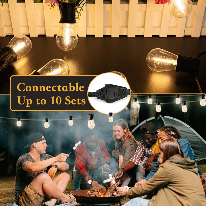 S14 Vintage Garland String Light Outdoor LED Light. E26 220V 1W 2W Connectable Shatterproof Street Garland Decor Lights Chain