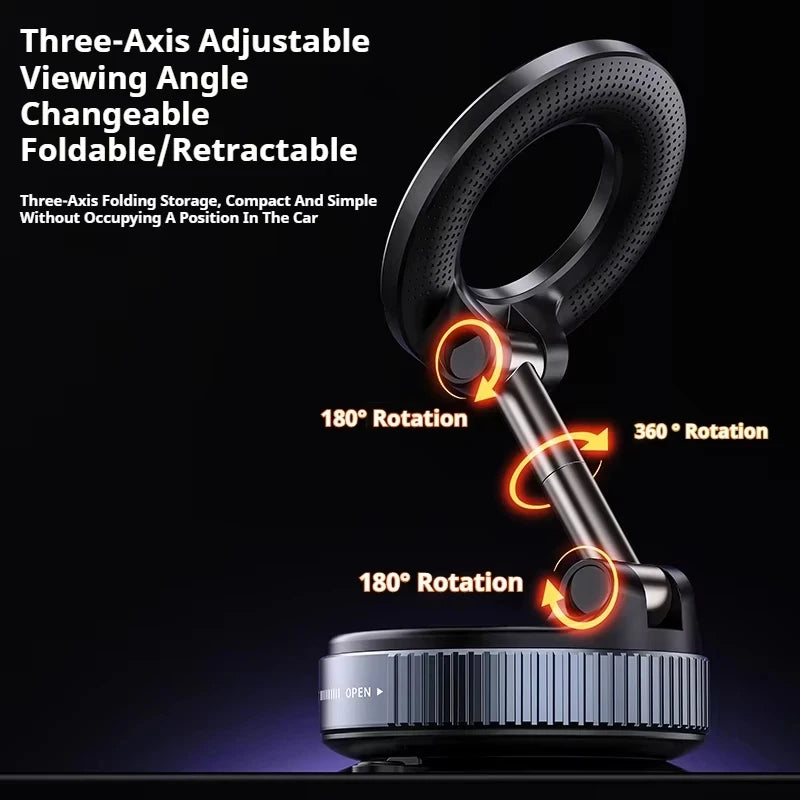 2026 Upgraded Vacuum Magnetic Car Phone Holder 360° Reinforced -Xiaomi Magsafe Car Phone Holder Suction Cup Vacuum Magnetic Phone Stand 360° rotatable and Foldable Suction Cup Phone Holder Jes Mart