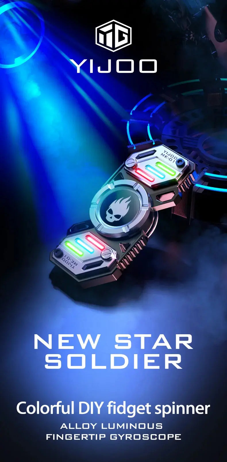 Light Effect 729 Combinations Fidget Spinner Metal Toys For Men Funny Gyro Fingertip Antistress EDC Hand Stress Relief Gifts Jes Mart
