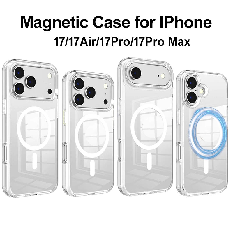 IPhone 17 For Magsafe Wireless Charge Magnetic Case for IPhone 17 17Air 17Pro Max Shockproof Transparent Shell PC Clear Cover for IPhone17 Jes Mart