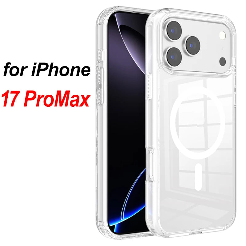 IPhone 17 For Magsafe Wireless Charge Magnetic Case for IPhone 17 17Air 17Pro Max Shockproof Transparent Shell PC Clear Cover for IPhone17 Jes Mart