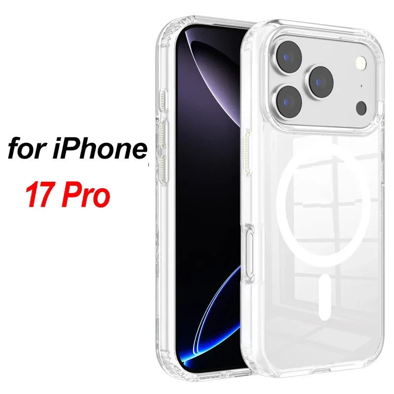 IPhone 17 For Magsafe Wireless Charge Magnetic Case for IPhone 17 17Air 17Pro Max Shockproof Transparent Shell PC Clear Cover for IPhone17 Jes Mart