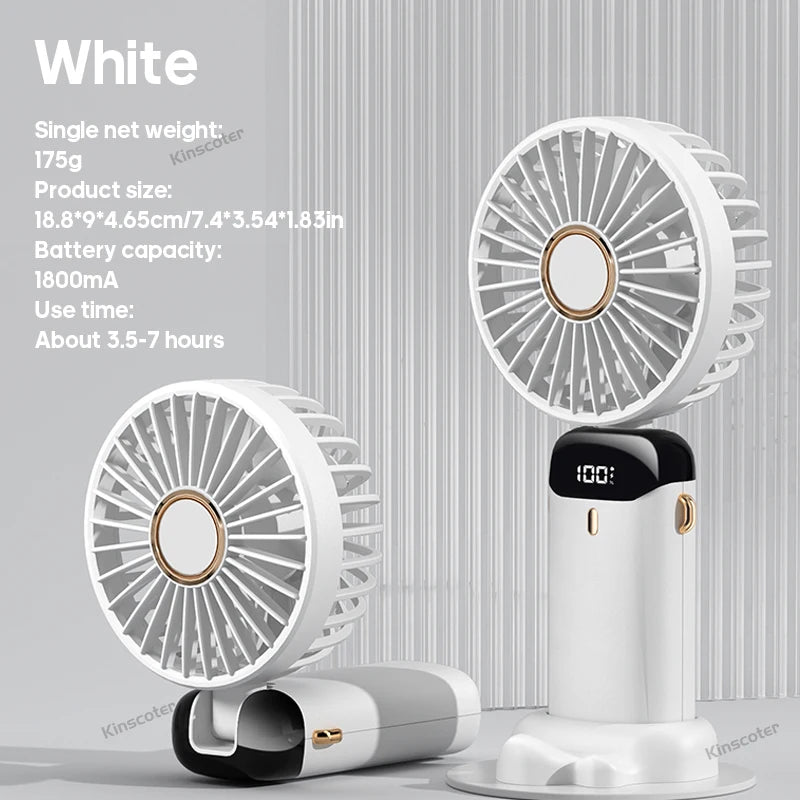Handheld Mini Fan Foldable Portable Neck Hanging Fans 5 Speed USB Rechargeable Fan with Phone Stand and Display Screen Jes Mart