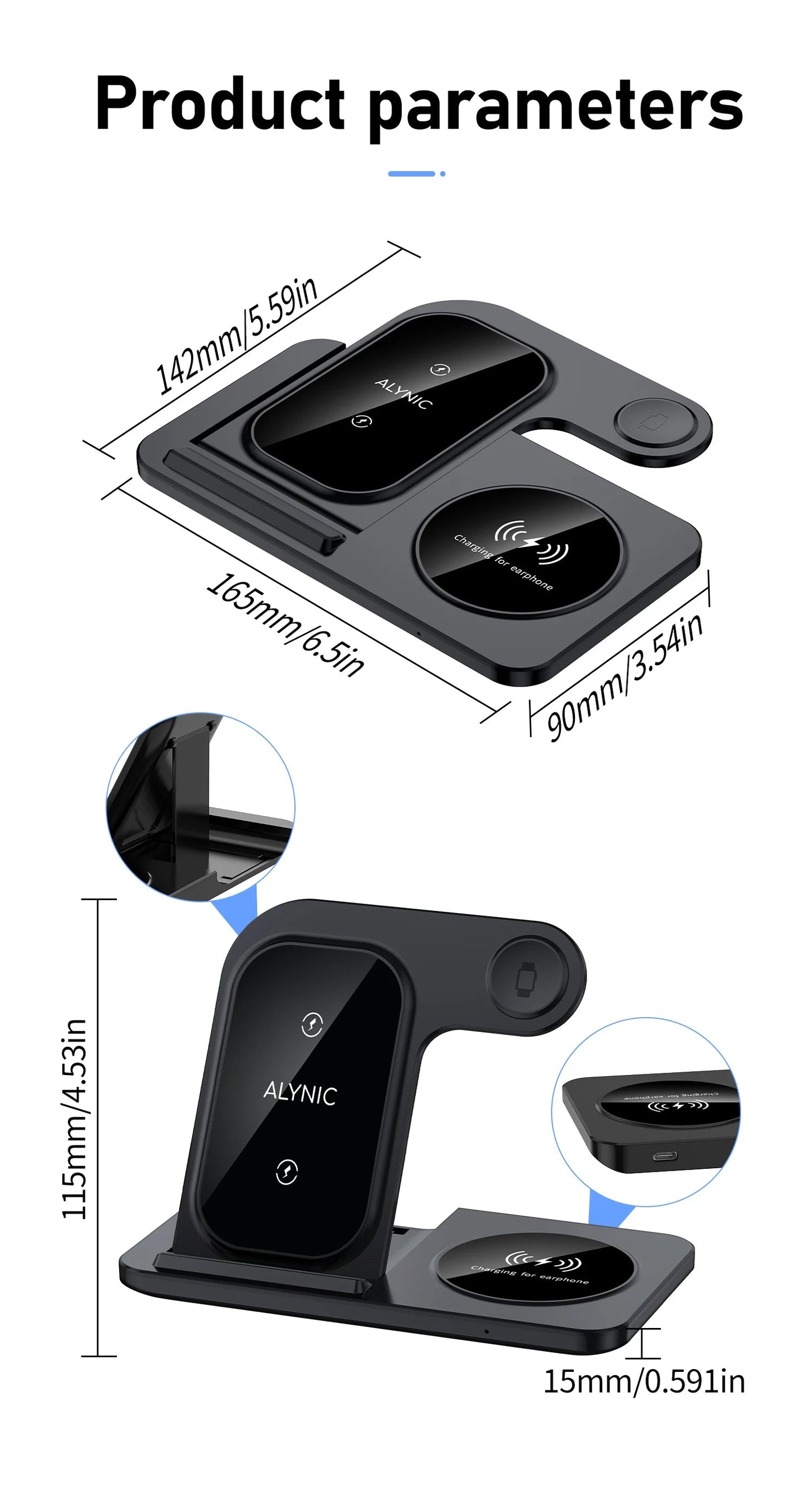 3 in 1 Wireless Charger Stand Pad For iPhone 17 16 15 14 13 12 X Max Foldable Fast Charging Station Dock For IWatch 8 7 SE AirPods Pro Jes Mart