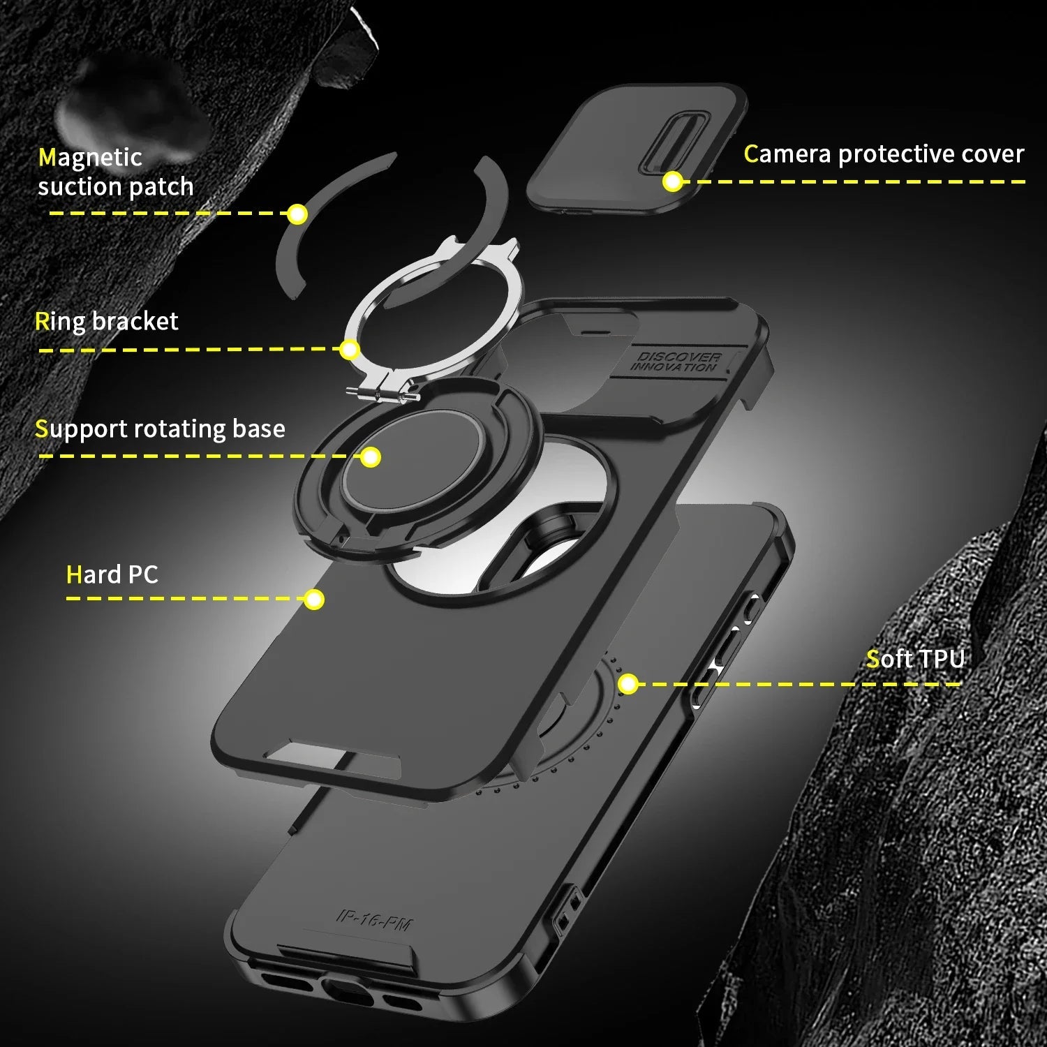 Luxury Heavy-Duty Rugged Armor Magnetic Bracket Case For iPhone 17 16 15 14 13 12 11 Pro Max Slide Camera Protection PC Cover Jes Mart