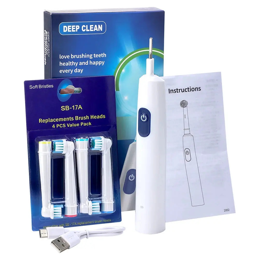 Rechargeable Rotary Electric Toothbrush 5 Modes Sonic Tooth Brush For Adults Rotating Toothbrushes Plaque Remover Teeth Cleaner Jes Mart