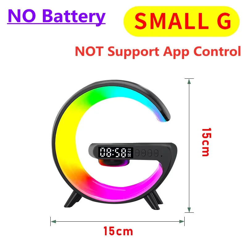 Multifunction Wireless Charger Stand Pad RGB Light Alarm Clock Speaker For iPhone Samsung Xiaomi Mini Fast Charging Dock Station Jes Mart