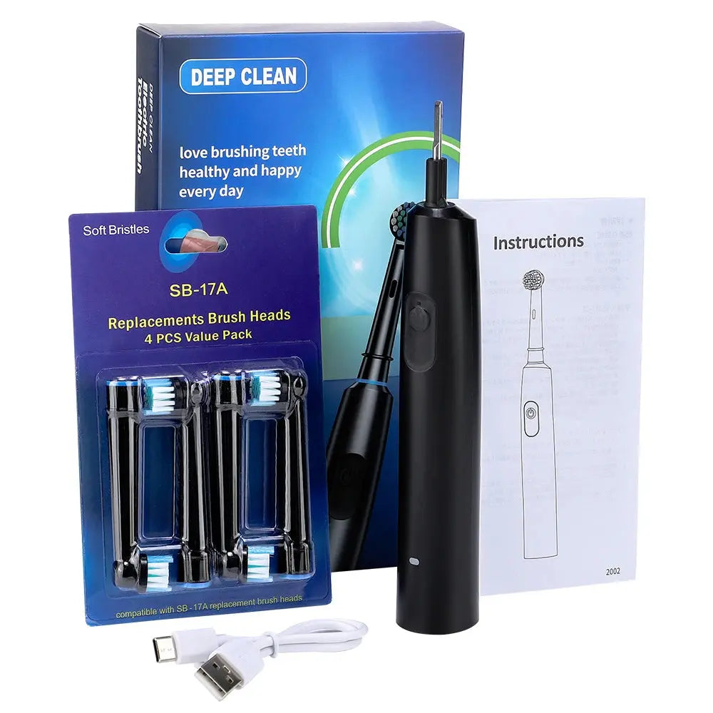 Rechargeable Rotary Electric Toothbrush 5 Modes Sonic Tooth Brush For Adults Rotating Toothbrushes Plaque Remover Teeth Cleaner Jes Mart