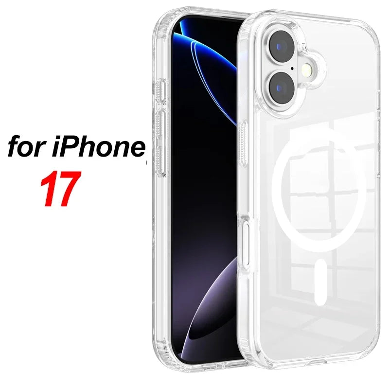 IPhone 17 For Magsafe Wireless Charge Magnetic Case for IPhone 17 17Air 17Pro Max Shockproof Transparent Shell PC Clear Cover for IPhone17 Jes Mart