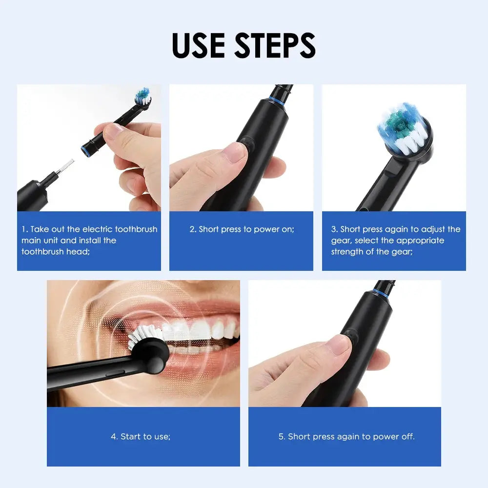 Rechargeable Rotary Electric Toothbrush 5 Modes Sonic Tooth Brush For Adults Rotating Toothbrushes Plaque Remover Teeth Cleaner Jes Mart