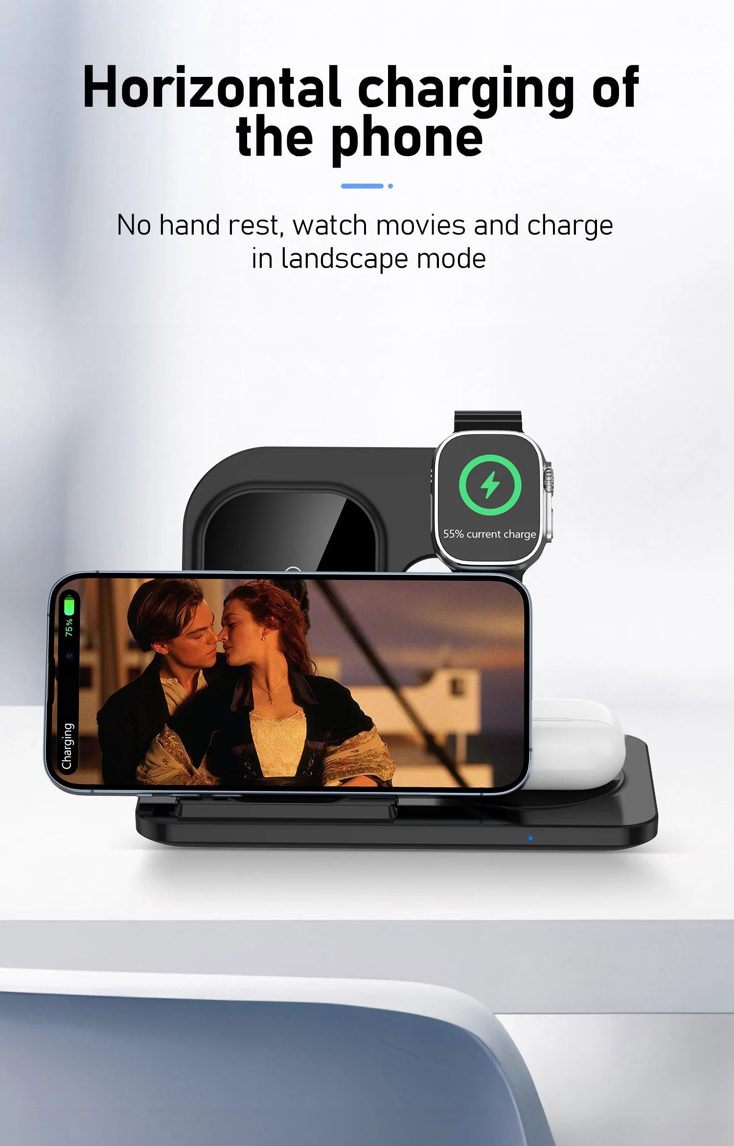 3 in 1 Wireless Charger Stand Pad For iPhone 17 16 15 14 13 12 X Max Foldable Fast Charging Station Dock For IWatch 8 7 SE AirPods Pro Jes Mart