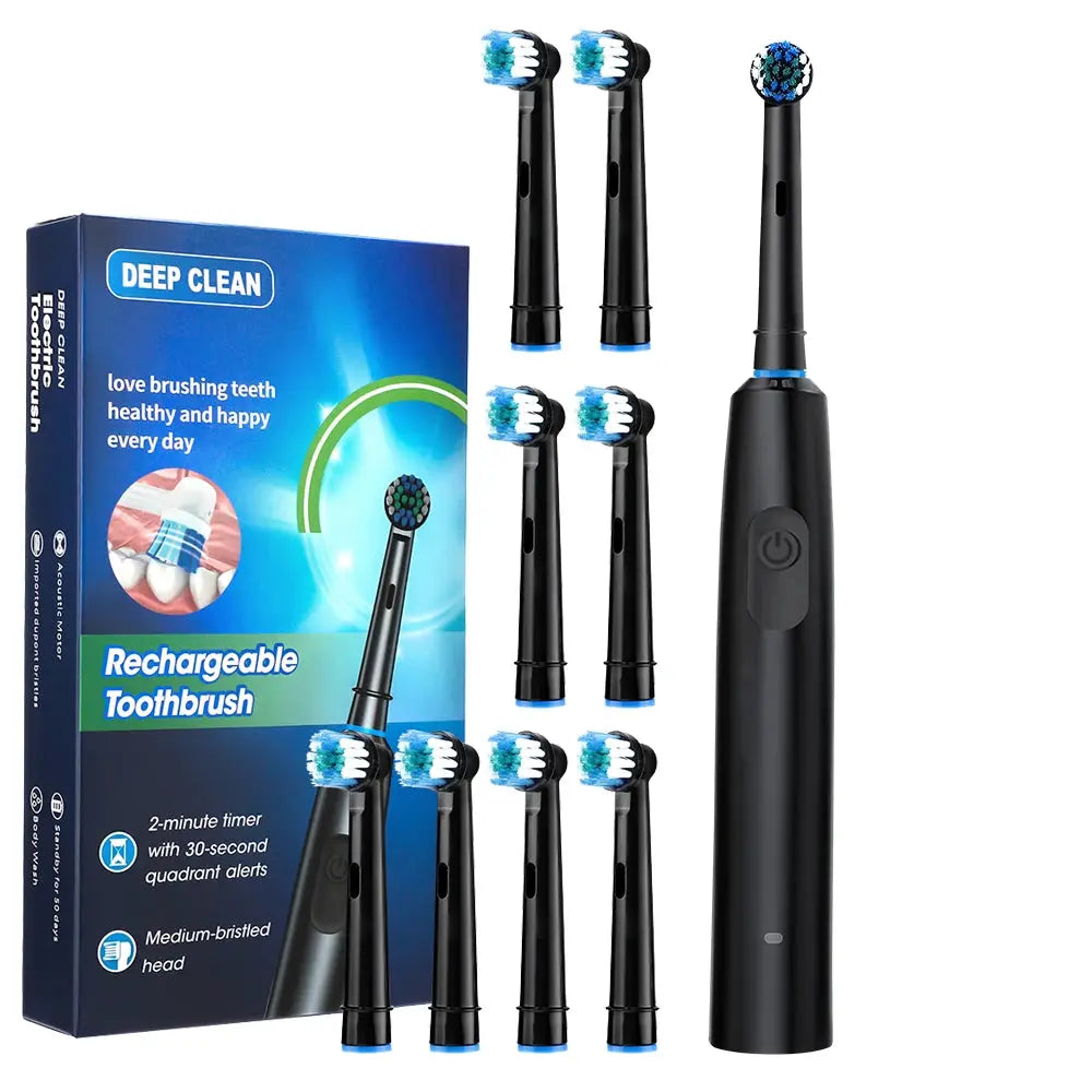 Rechargeable Rotary Electric Toothbrush 5 Modes Sonic Tooth Brush For Adults Rotating Toothbrushes Plaque Remover Teeth Cleaner Jes Mart