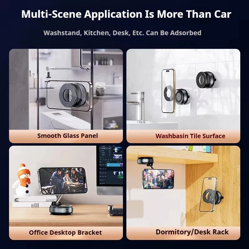 2026 Upgraded Vacuum Magnetic Car Phone Holder 360° Reinforced -Xiaomi Magsafe Car Phone Holder Suction Cup Vacuum Magnetic Phone Stand 360° rotatable and Foldable Suction Cup Phone Holder Jes Mart