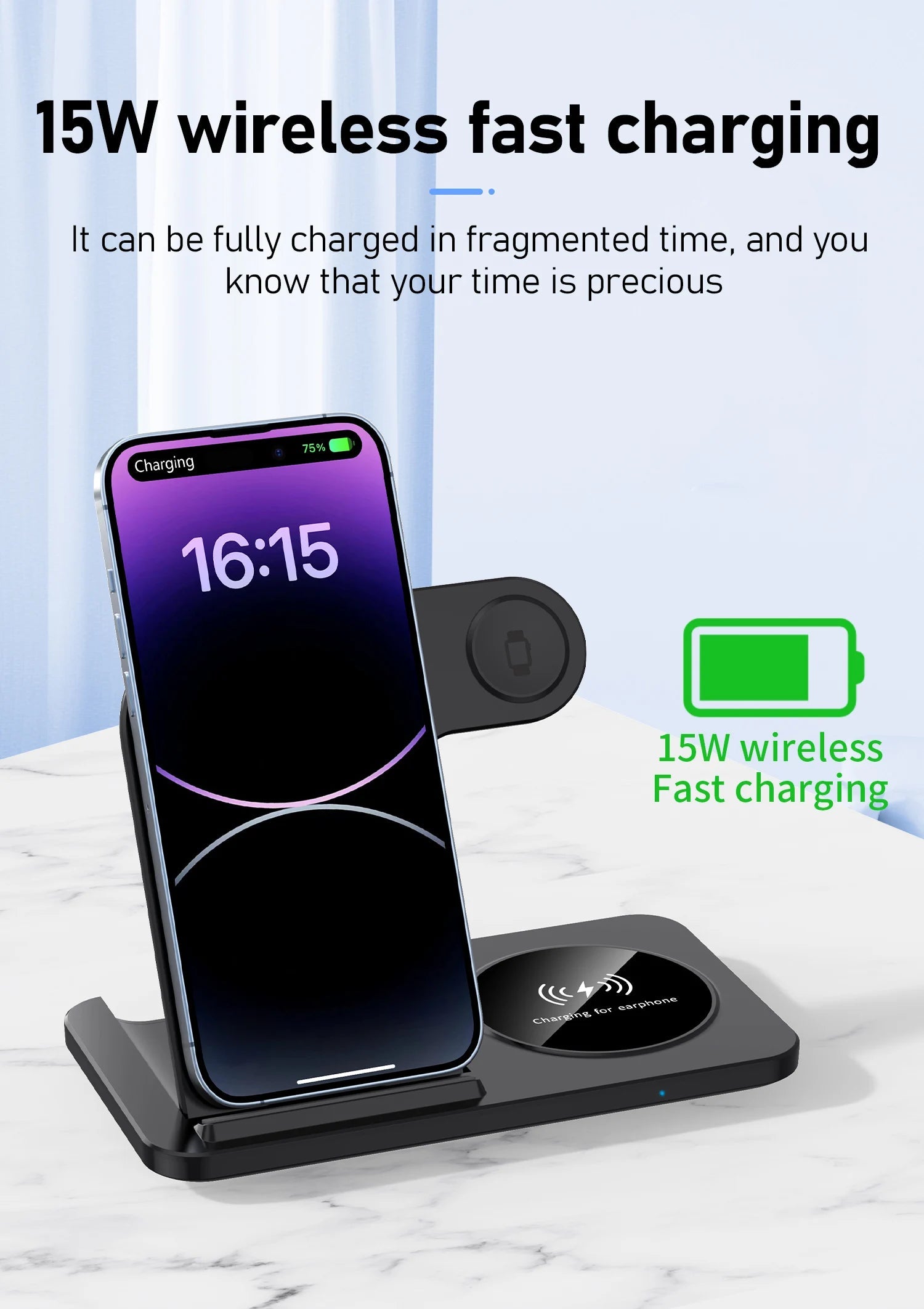 3 in 1 Wireless Charger Stand Pad For iPhone 17 16 15 14 13 12 X Max Foldable Fast Charging Station Dock For IWatch 8 7 SE AirPods Pro Jes Mart