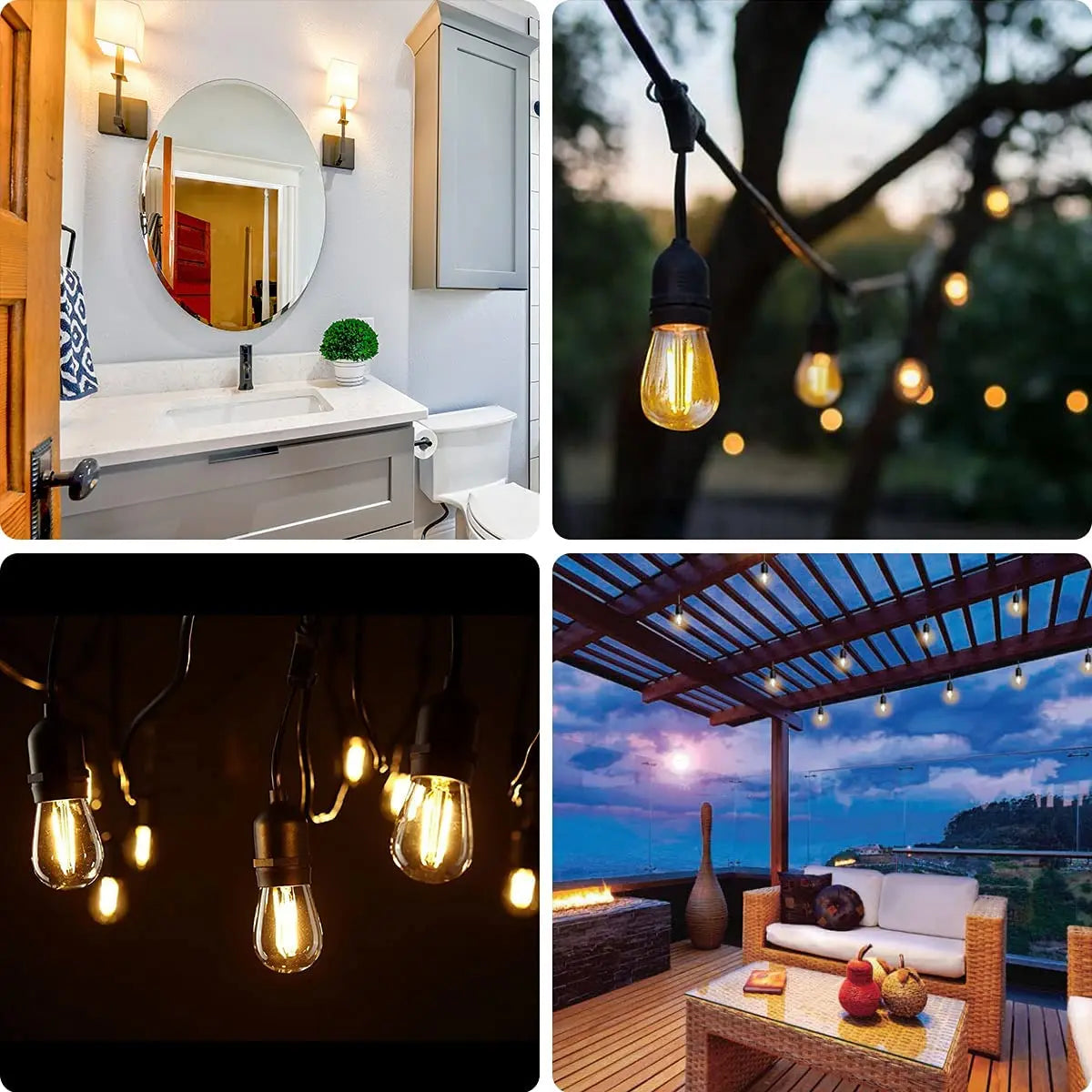 S14 Vintage Garland String Light Outdoor LED Light. E26 220V 1W 2W Connectable Shatterproof Street Garland Decor Lights Chain