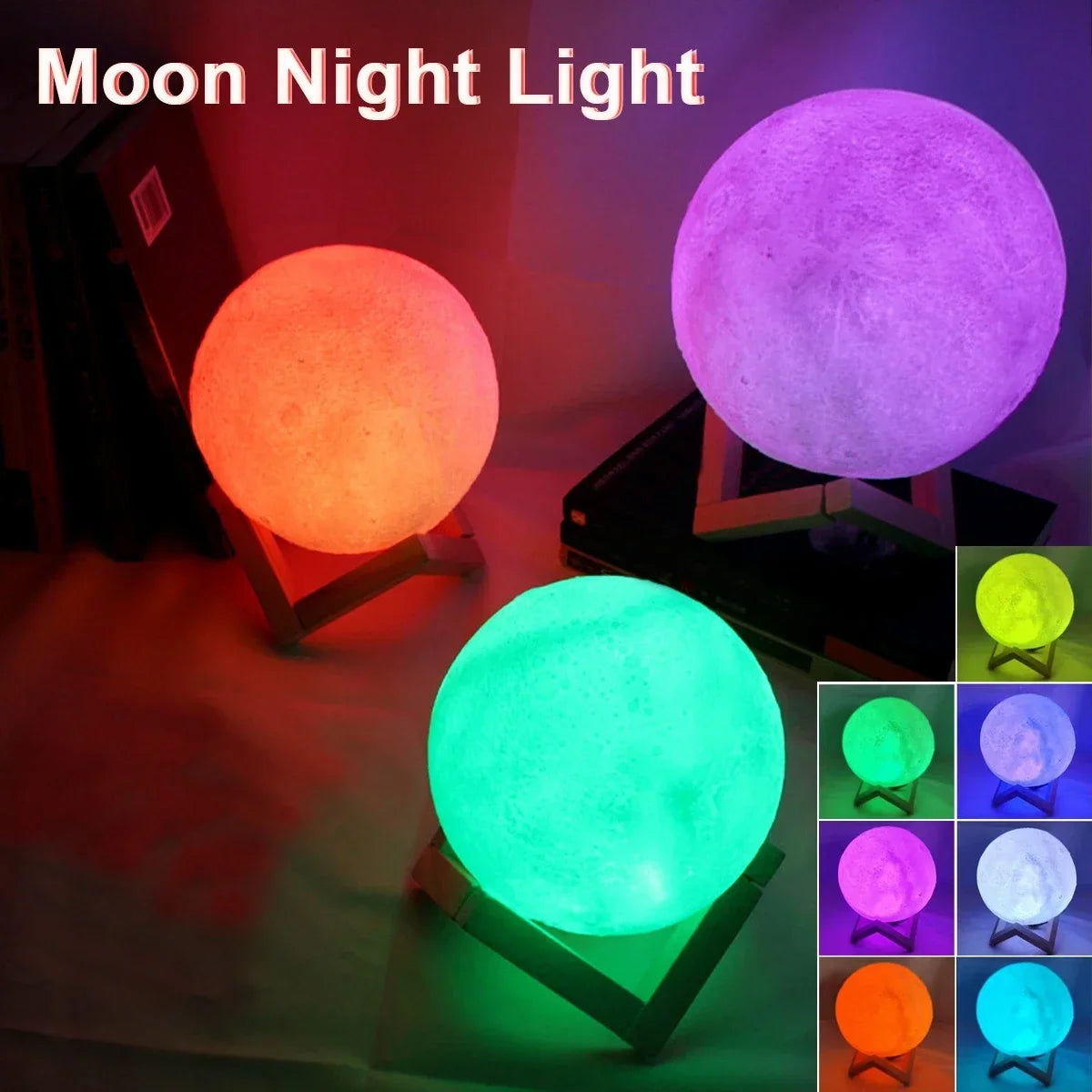 Moon Lamp LED Night Light Battery Powered With Stand Starry Lamp Bedroom Decor Night Lights Kids Gift Moon Lamp Jes Mart