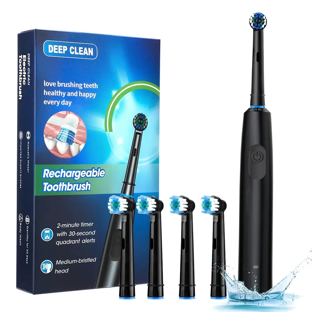 Rechargeable Rotary Electric Toothbrush 5 Modes Sonic Tooth Brush For Adults Rotating Toothbrushes Plaque Remover Teeth Cleaner Jes Mart