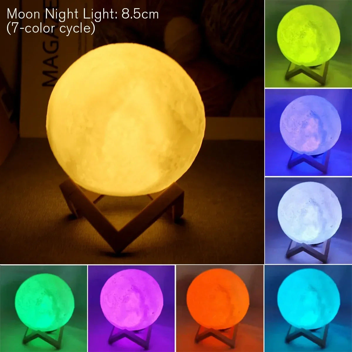 Moon Lamp LED Night Light Battery Powered With Stand Starry Lamp Bedroom Decor Night Lights Kids Gift Moon Lamp Jes Mart