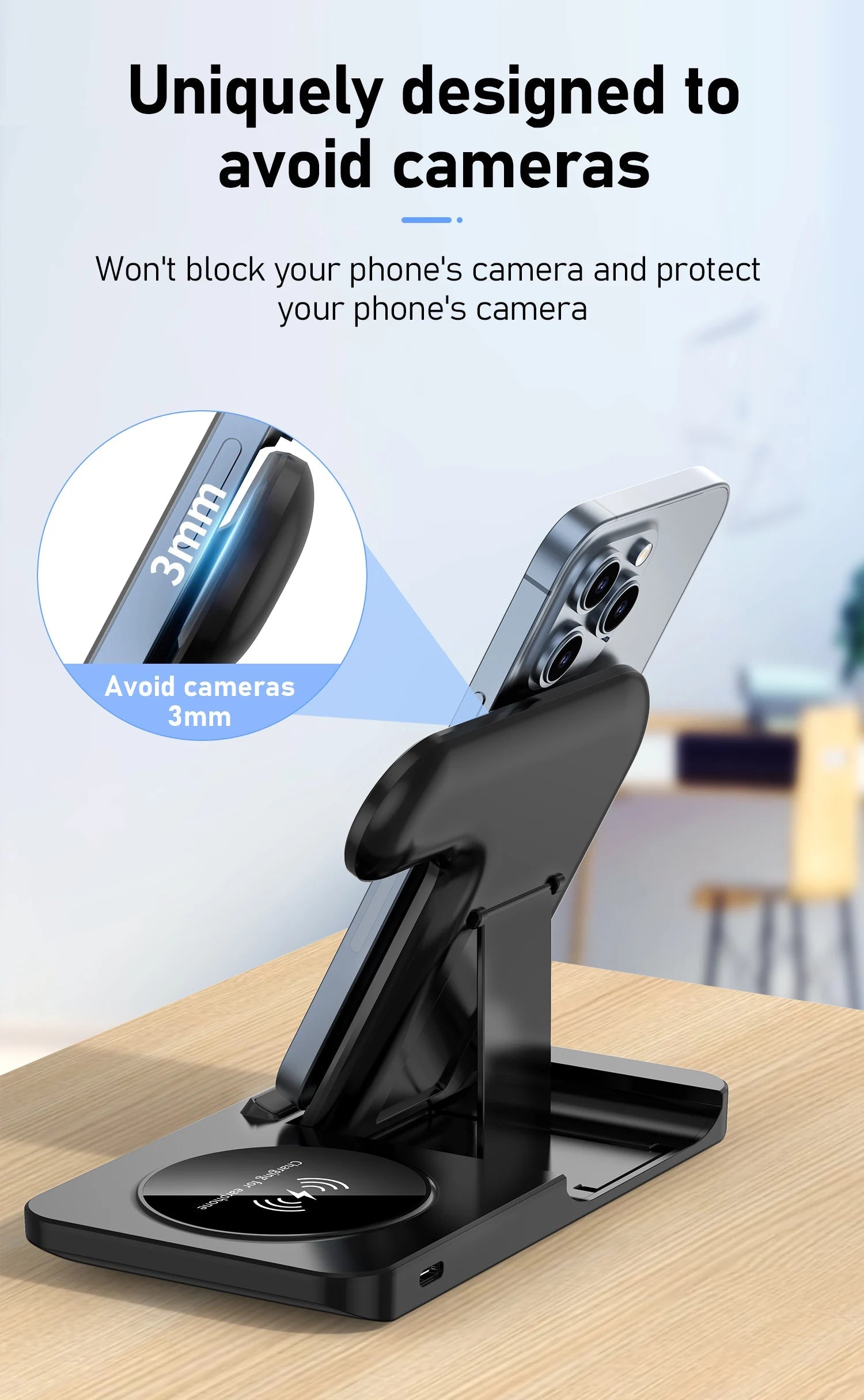 3 in 1 Wireless Charger Stand Pad For iPhone 17 16 15 14 13 12 X Max Foldable Fast Charging Station Dock For IWatch 8 7 SE AirPods Pro Jes Mart