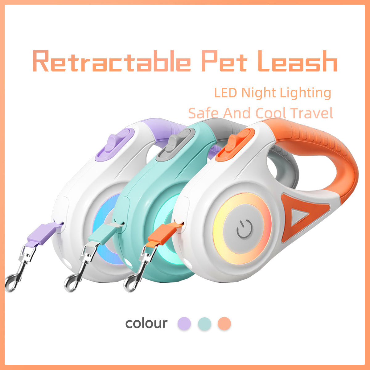 Dog Leash Retractable Leash And Dog Collar Spotlight Automatic Pet Dog Cat Traction Rope For Small Medium Dogs Pet Product Jes Mart