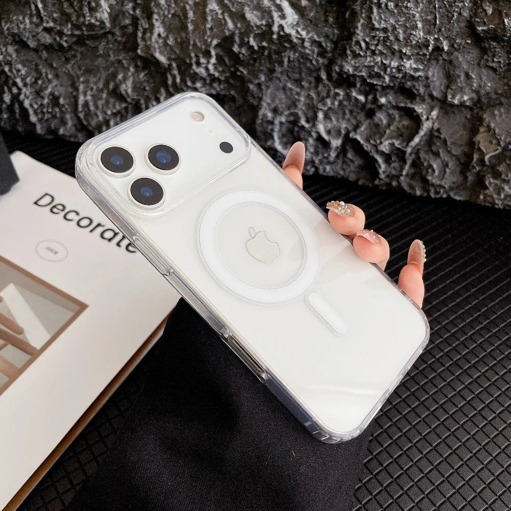 iphone 17 case cover Transparent Original Magnetic Phone Case for iPhone 17 16 15 14 Plus 13 12 mini 11 Pro XS Max XR for Magsafe Acrylic Clear Cover