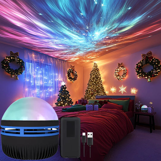 LED Northern Lights Projection Lamp,Aurora Borealis Effect,Remote Control,USB Powered,Color-Changing Light,For Bedroom Decor Jes Mart