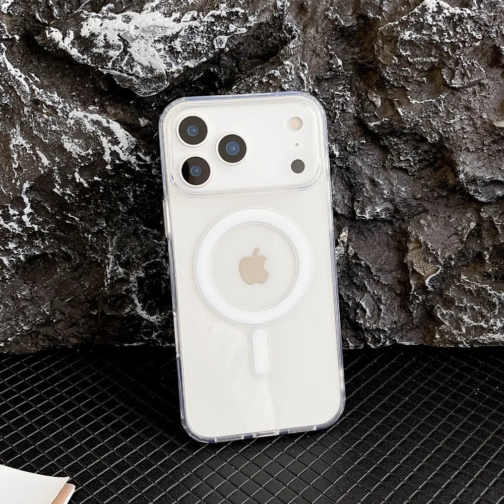 iphone 17 case cover Transparent Original Magnetic Phone Case for iPhone 17 16 15 14 Plus 13 12 mini 11 Pro XS Max XR for Magsafe Acrylic Clear Cover