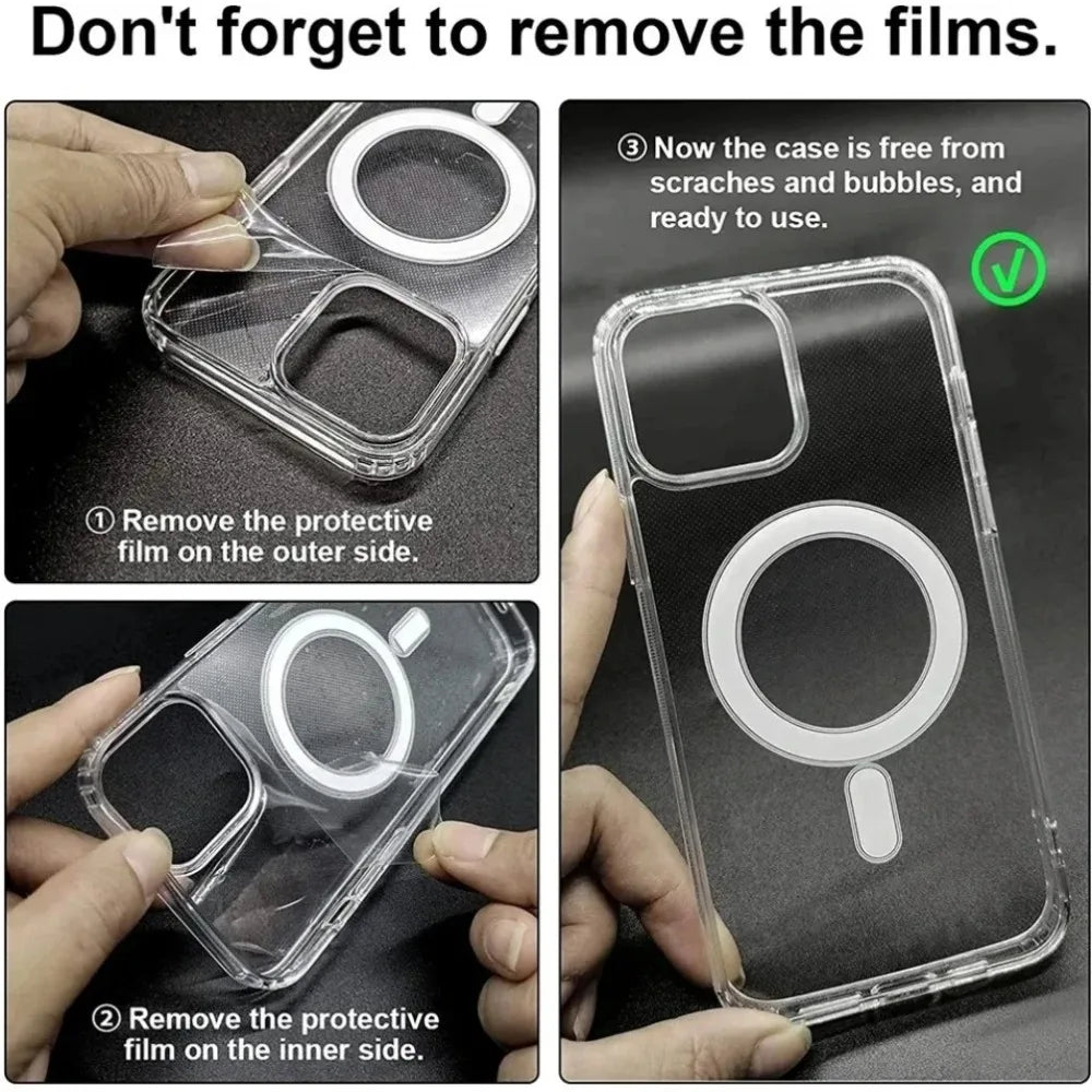 iphone 17 case cover Transparent Original Magnetic Phone Case for iPhone 17 16 15 14 Plus 13 12 mini 11 Pro XS Max XR for Magsafe Acrylic Clear Cover