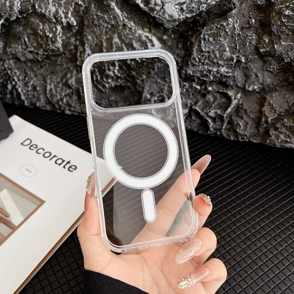 iphone 17 case cover Transparent Original Magnetic Phone Case for iPhone 17 16 15 14 Plus 13 12 mini 11 Pro XS Max XR for Magsafe Acrylic Clear Cover