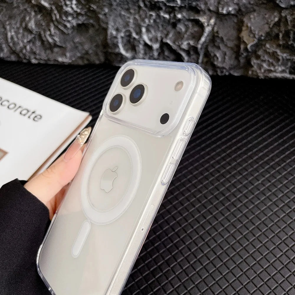 iphone 17 case cover Transparent Original Magnetic Phone Case for iPhone 17 16 15 14 Plus 13 12 mini 11 Pro XS Max XR for Magsafe Acrylic Clear Cover