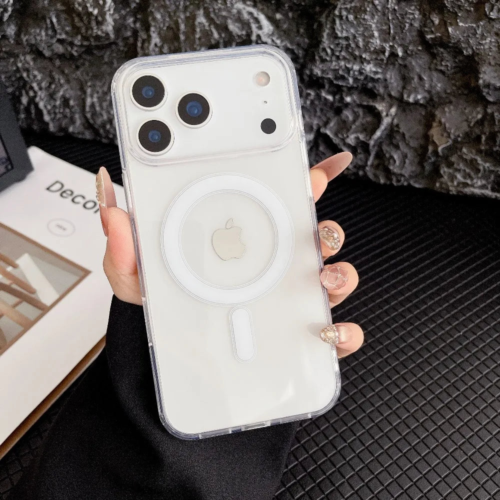iphone 17 case cover Transparent Original Magnetic Phone Case for iPhone 17 16 15 14 Plus 13 12 mini 11 Pro XS Max XR for Magsafe Acrylic Clear Cover