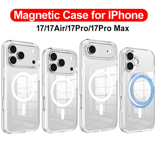 IPhone 17 For Magsafe Wireless Charge Magnetic Case for IPhone 17 17Air 17Pro Max Shockproof Transparent Shell PC Clear Cover for IPhone17 Jes Mart