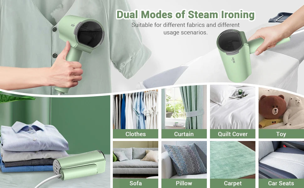 Sejoy Handheld Garment Steamers 150ml Portable Fabric Steamer Fast-Heat 1000W Steam Iron Cleaner for Home Travelling 220v/110v Jes Mart