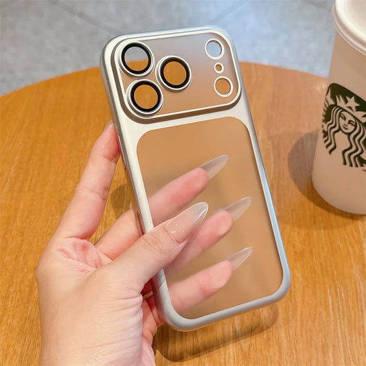 iphone 17 Luxury Frosted Transparent Matte Phone Case For iPhone 16 15 17 Pro Max Air Full Lens Protector Metallic Color Frame Armor Cover